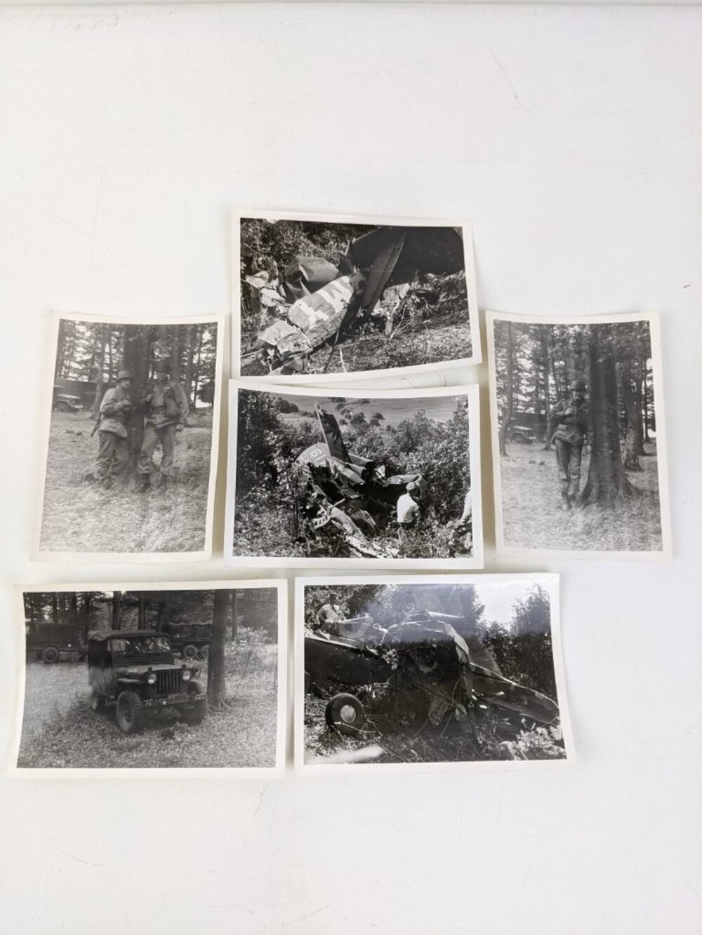 WWII US Army Aircraft Crash Site Original Photo Set c. 1943 Black & White